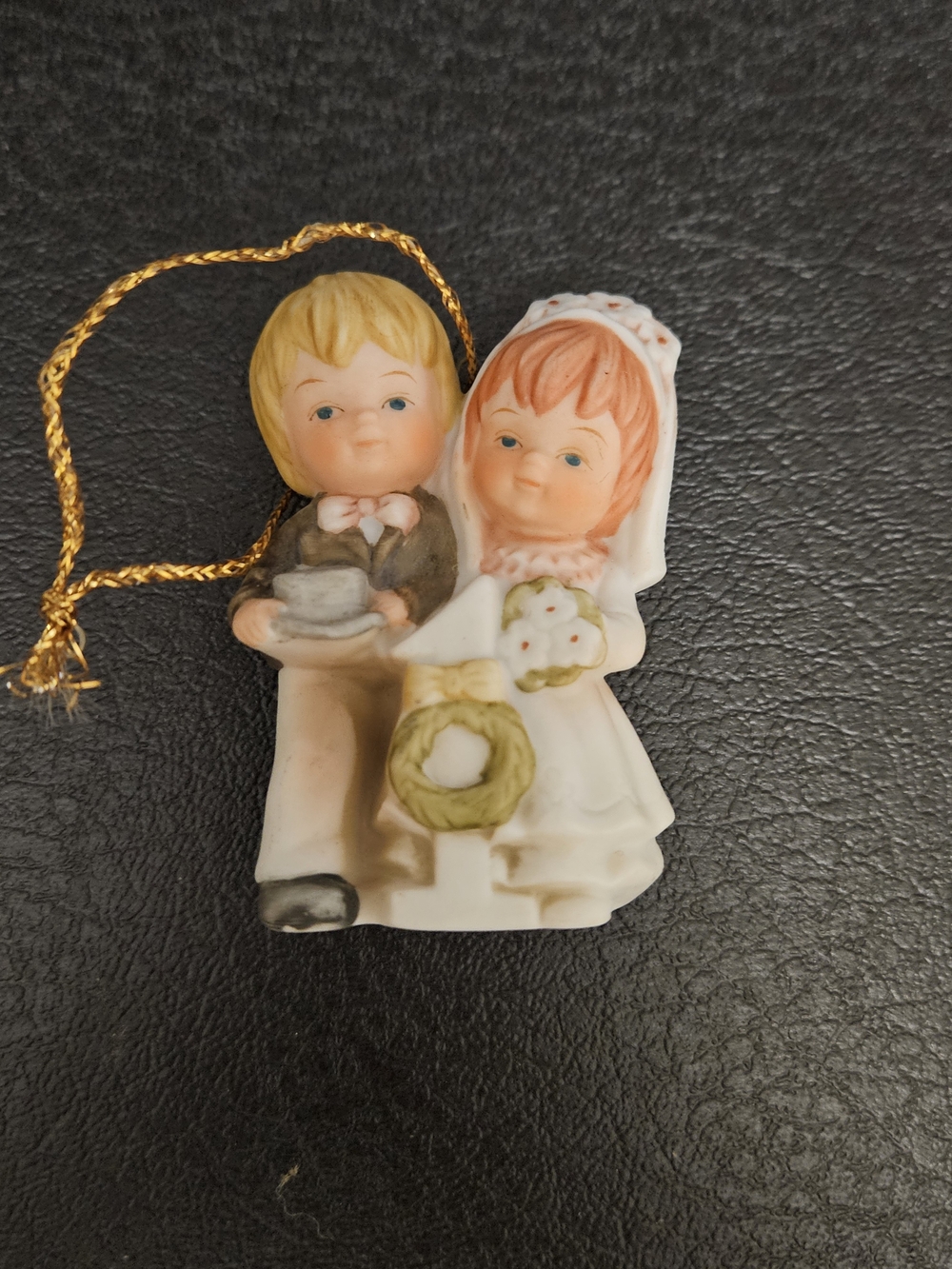 Vintage Lefton Ceramic Bride and Groom Ornament